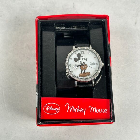 Disney Accessories - Disney Mickey Mouse Watch Womens 35mm Pave Bezel Silver Tone Quartz New Battery